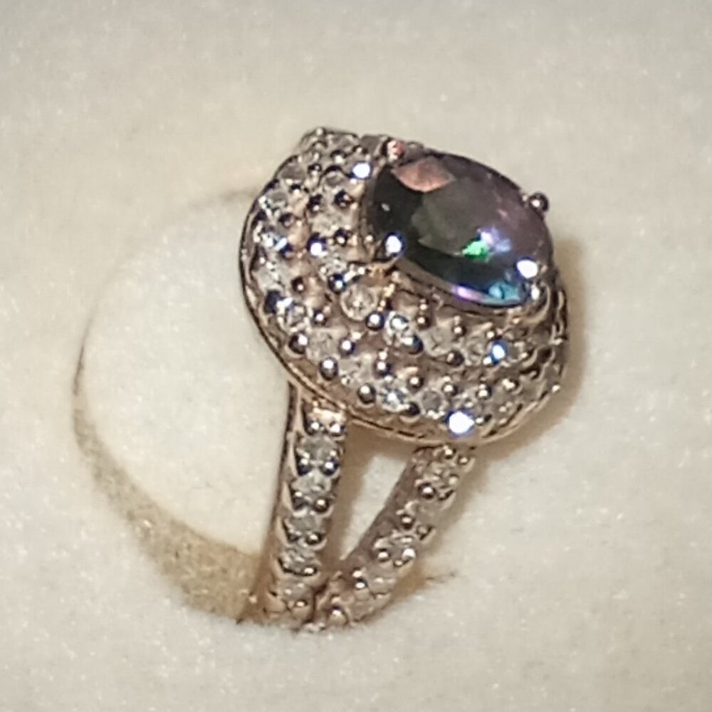 10Kt Yellow or White Gold Mystic Topaz & Diamond Ring - Picture 3 of 11